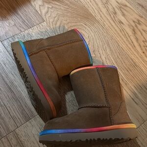 Brown Boots with Rainbow Trim
